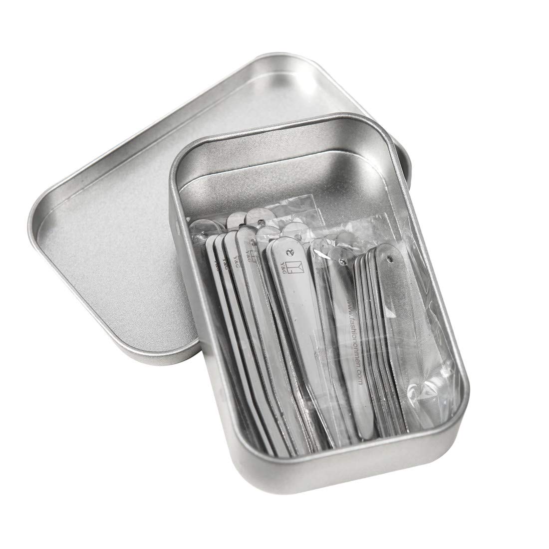 Y&GMen's Fashion Various Quantity/Sizes Set Metal Collar Stays for Mens in a Clear Plastic Box