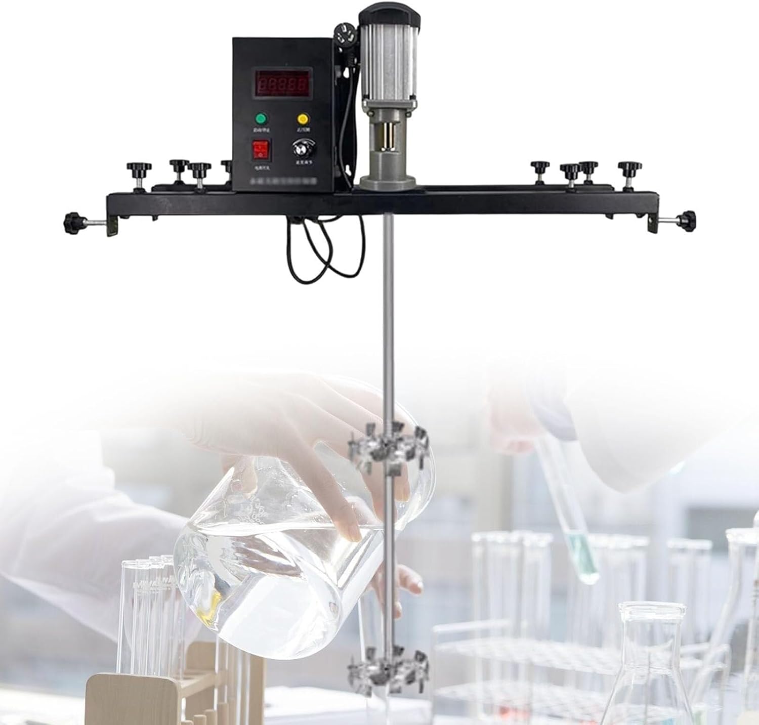 Cement mixer, 980W paint mixer, 0-3000 Rpm drum mixer for crystal dissolving, laundry detergent(A)