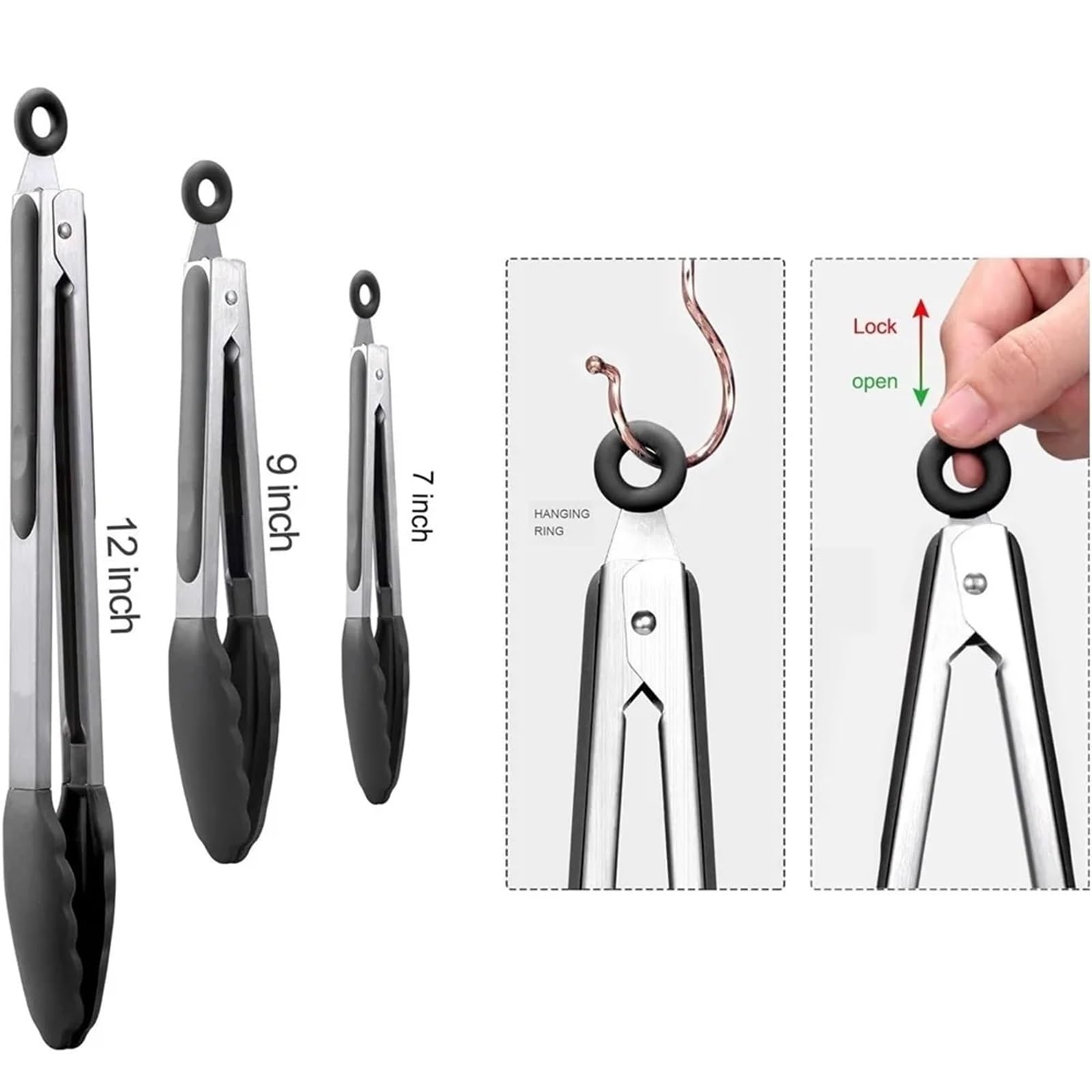 Pinze Da Cucina 3 pz/set Silicone BBQ Grigliare Pinze Cucina Cottura Insalata Pane Servire Tong Antiaderente Barbecue Clip Morsetto Strumenti In Acciaio Inox Gadget