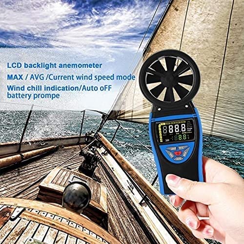 Digital Anemometer Wind Meter Gauge for Shooting Boats for Wind Speed Temperature Chill Tester，Multifunctional Measurement, Easy to Read