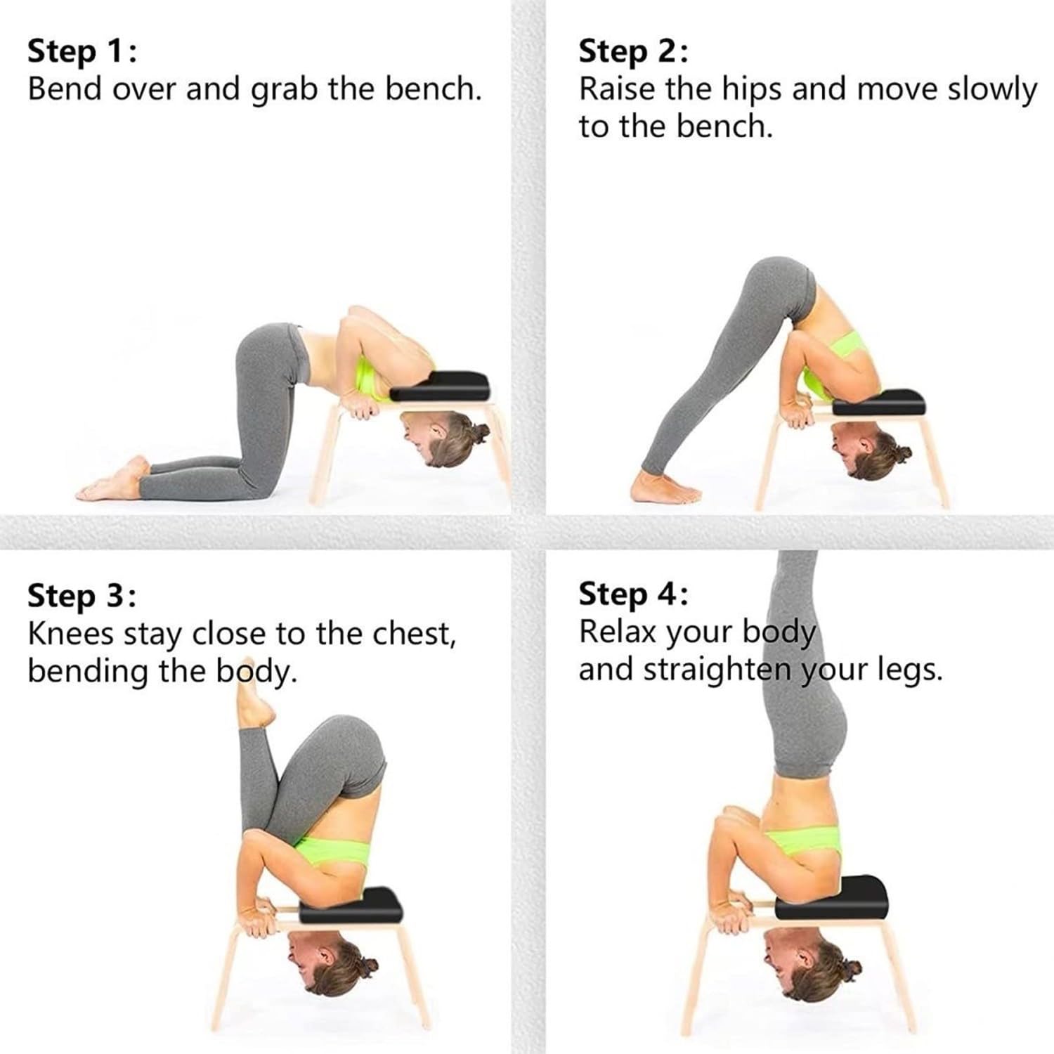 REHOOF Sgabello da Yoga, Panca Yoga per Inversioni con Telaio in Legno E Cuscinetti in Poliuretano per Alleviare La Fatica, Equilibrio, Attrezzatura di Supporto per Lo Yoga Domestica B