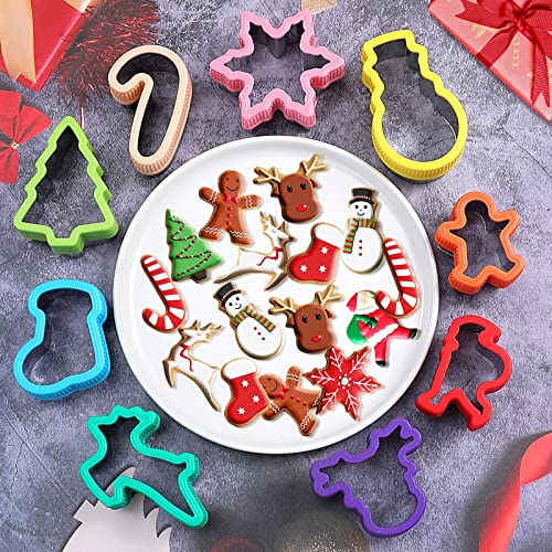 Christmas Cookie Cutters-9 Christmas Holiday Themed Baking Cutters-Flying Deer,Snowflake,Christmas Tree,Deer Head,Santa Claus,Socks,Crutches,Snowman,Gingerbread Man Shape Cookie Cutters. #TOP5