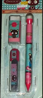 Vintage San-Rio - ChocoCat 3 piece Mecanical Pencil Set --Eraser / Graphite refills 1976-2011 Like Hello Kitty
