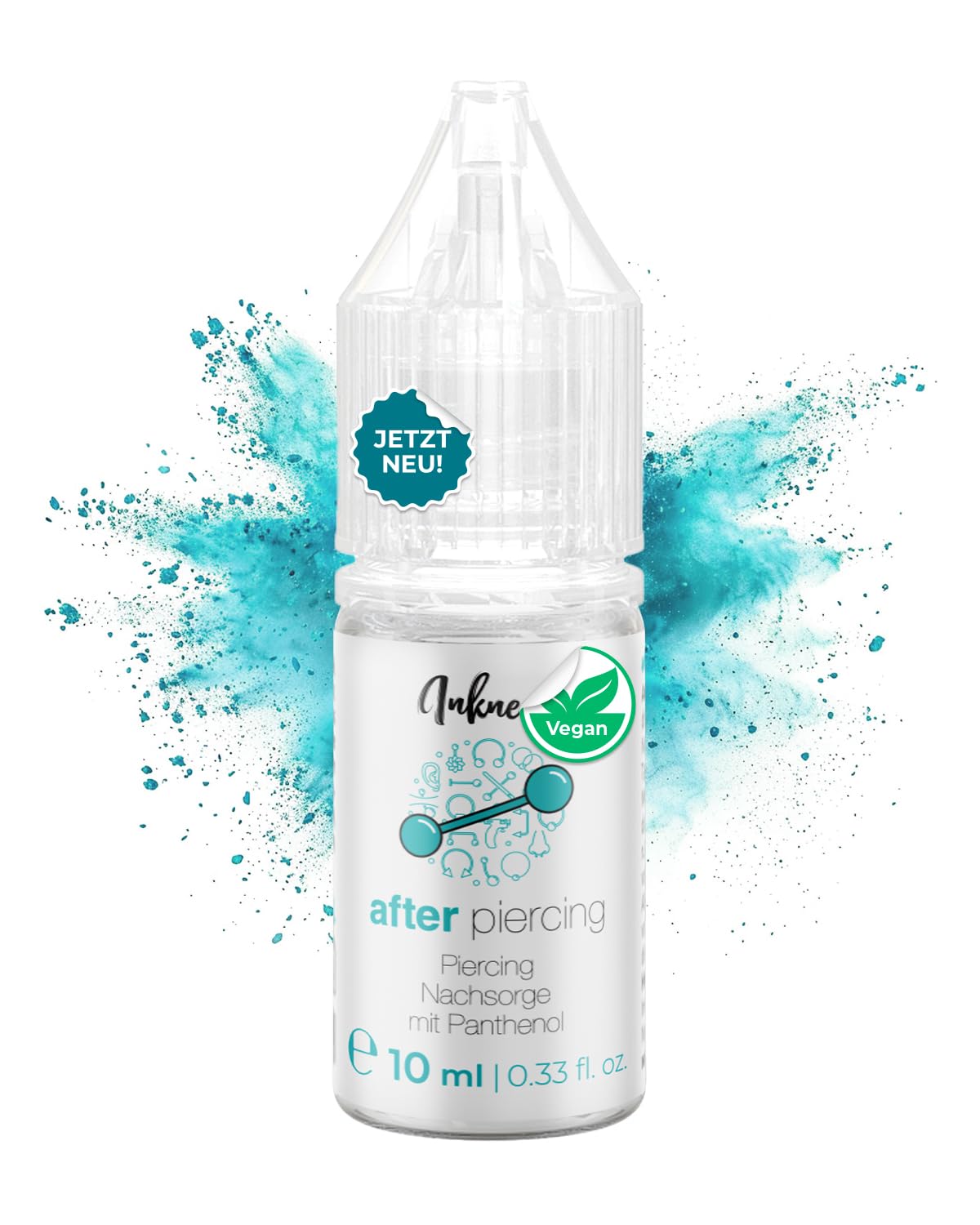 Lotion Après-Piercing Inkness - 10 Ml - 99% Naturel - Pour Oreille, Nez, Nombril - D-panthénol
