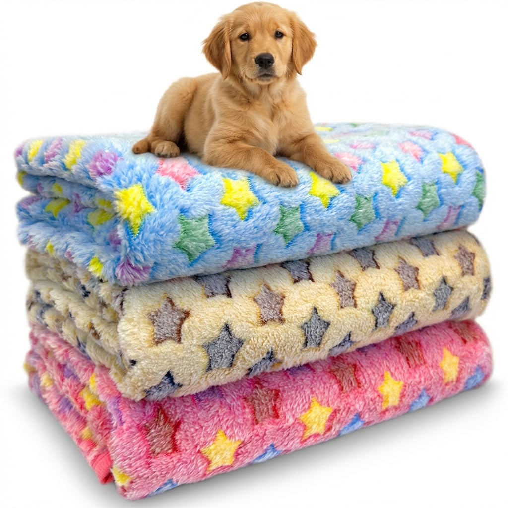 NXDZI Dog Blankets for Small Medium Large Dogs, 3 Pack Washable 41" x 31", Coral Fleece Soft Pet Mat Throw Cover for Kennel Crate Bed, Cat Blanket,