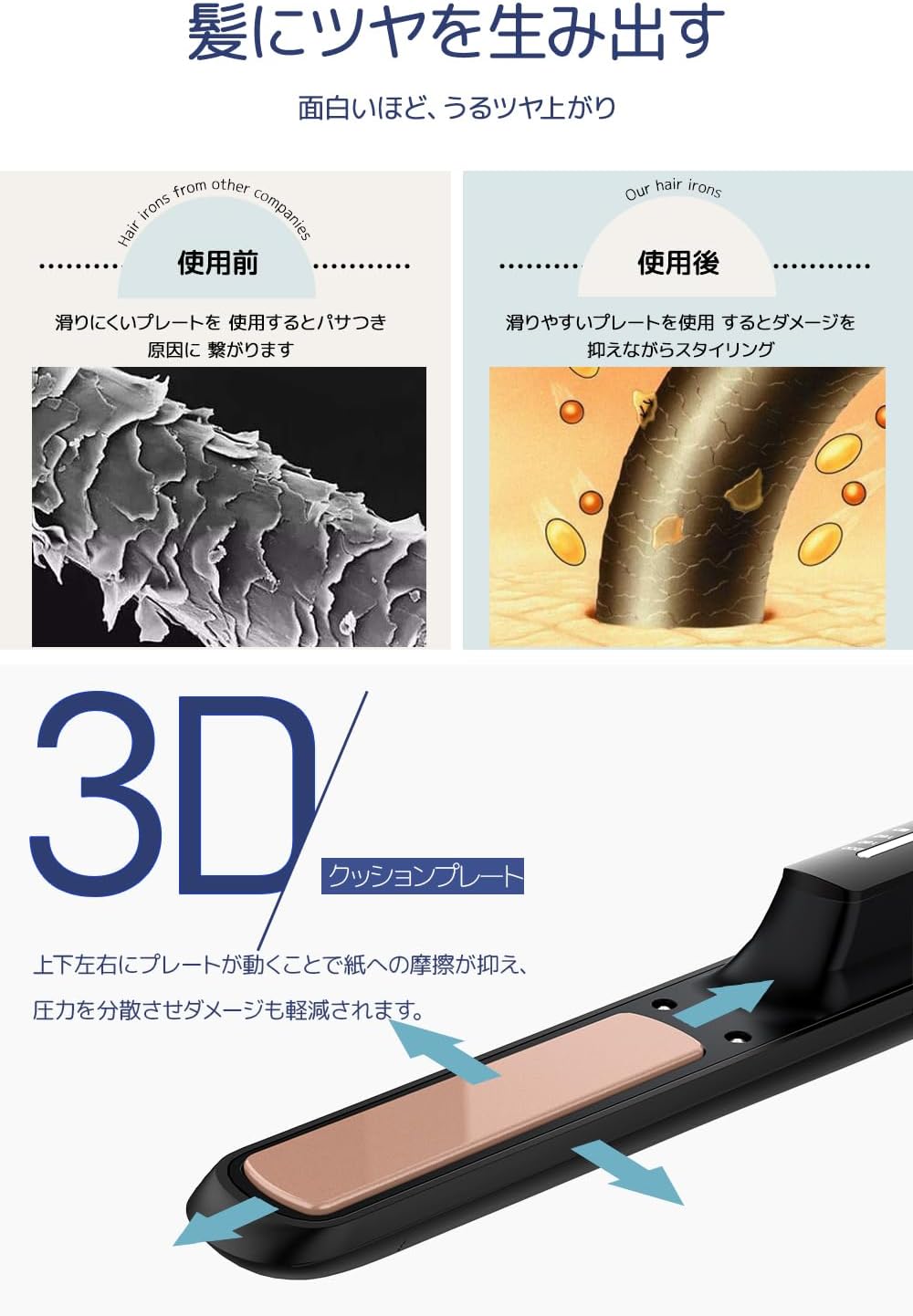 ヘアアイロン コードレス 2WAY カール/ストレートスヘアアイロン 18mm TYPE-C充電 4段階温度調整 自動電源OFF 誤