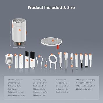 طقم تنظيف 21 في 1 لسماعات Airpods، مجموعة تنظيف، لوحة مفاتيح، سماعة رأس، كمبيوتر محمول، منفذ شحن وشاشة هاتف iPhone، عدسة كاميرا، كمبيوتر، Airpod Pro، ميني