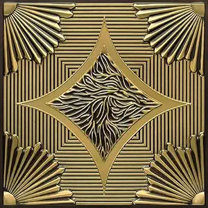 Elevate Interior PVC Decorative Wall Panels for Wall (Area Cover 24 Sq Feet, Size 2 x 2 Feet) (Antique Brass, 4)