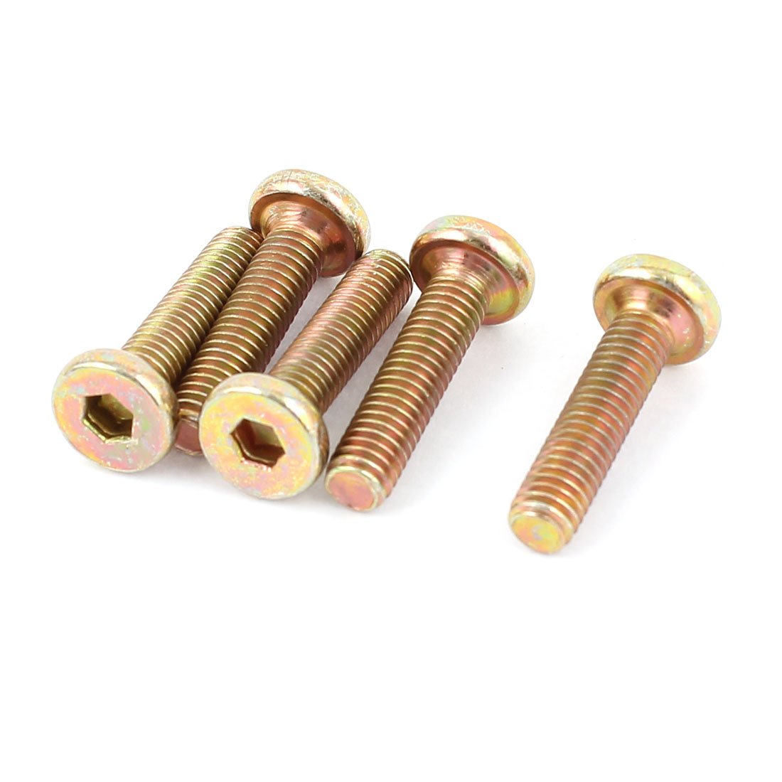 Lot De 6 Vis à Tête Hexagonale M6x60mm – Filetage Mâle, Ton Bronze, Marque Uxcell