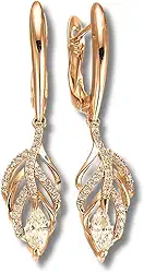 Brinco Feminino "Diamond Leaf" – Semijoia Exclusiva com Design de Folha – Banhado a Ouro 14K e Cravejado de Zircônias – 4cm – Estilo Sofisticado e Autêntico – Acompanha Bolsa de Veludo