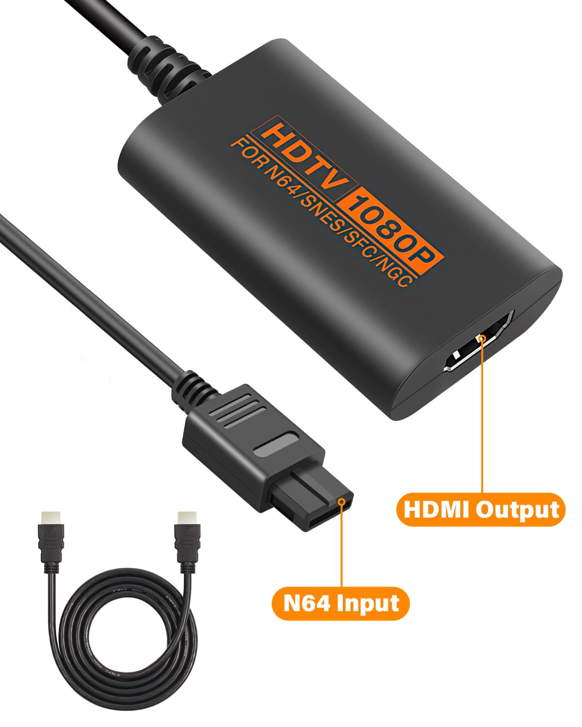 Sehawei Adattatore N64 a HDMI,Convertitore SNES/SFC/NGC a HDMI Adattatore video-audio 1080P compatibile con N64/Snes/SFC/NGC Console