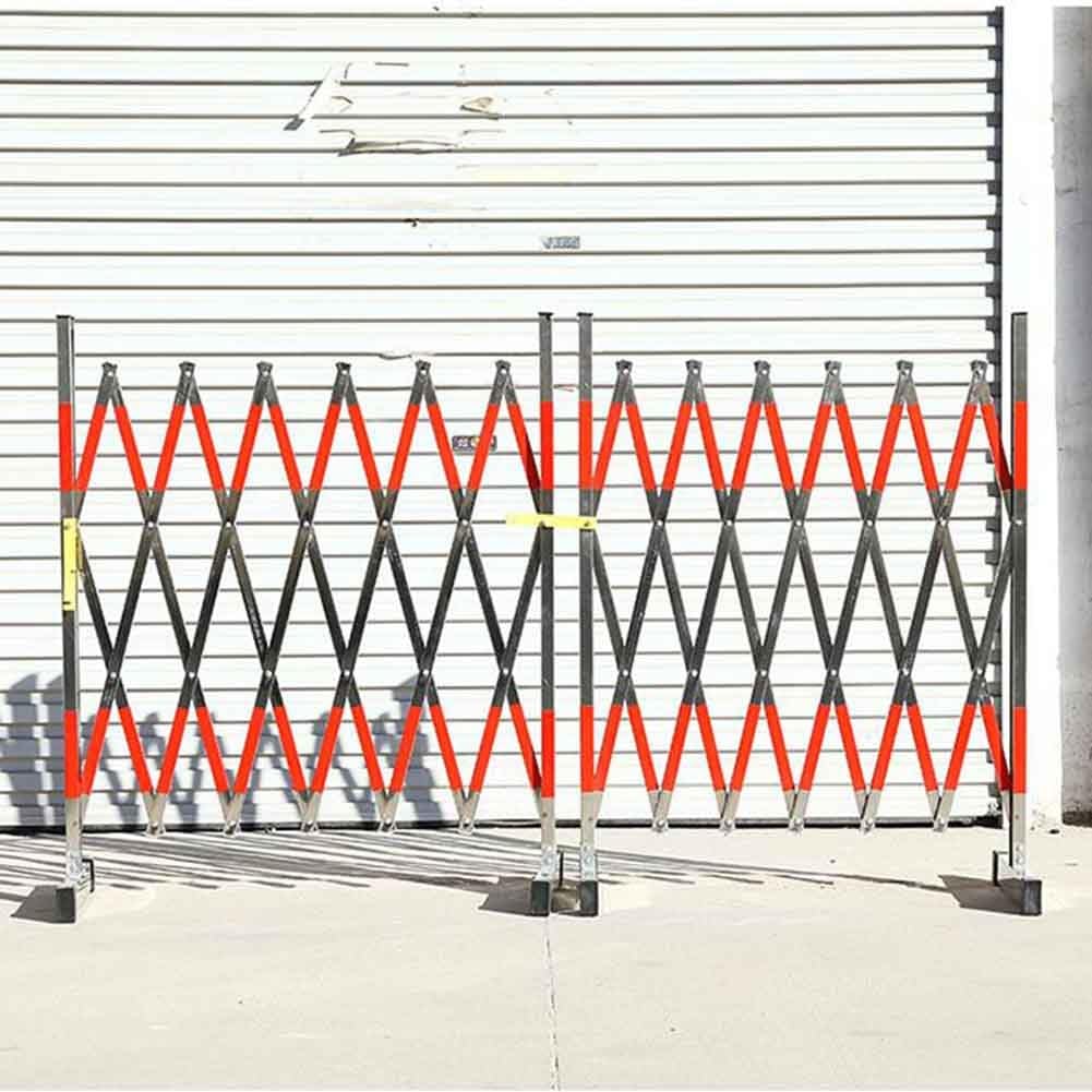 Genérico Barrera de Seguridad metálica Ajustable y Extensible - Puerta móvil Flexible para Cierres de Carreteras, Obras y Eventos, Valla de Tijera Plateada de 1,5 x 5 m, solución Duradera para el con
