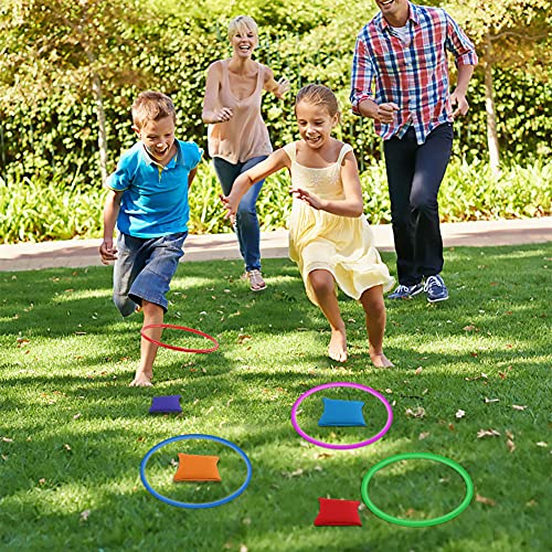 OOTSR 12 stücke Kunststoff Toss Ringe Set für Ring Toss Spiel, Drinnen draußen Kinder Target Übungsspiele, Party Favor Spiele, Karneval, Garten (6 Farben)