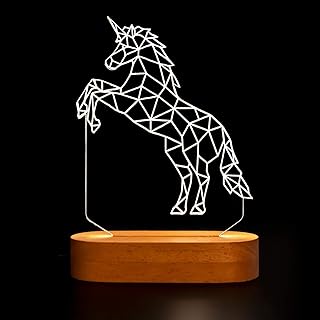 Sweet Unicorn 3 Boyutlu LED Masa Lambası - 60x140x30 mm - USB Bağlantılı Sarı Işık 