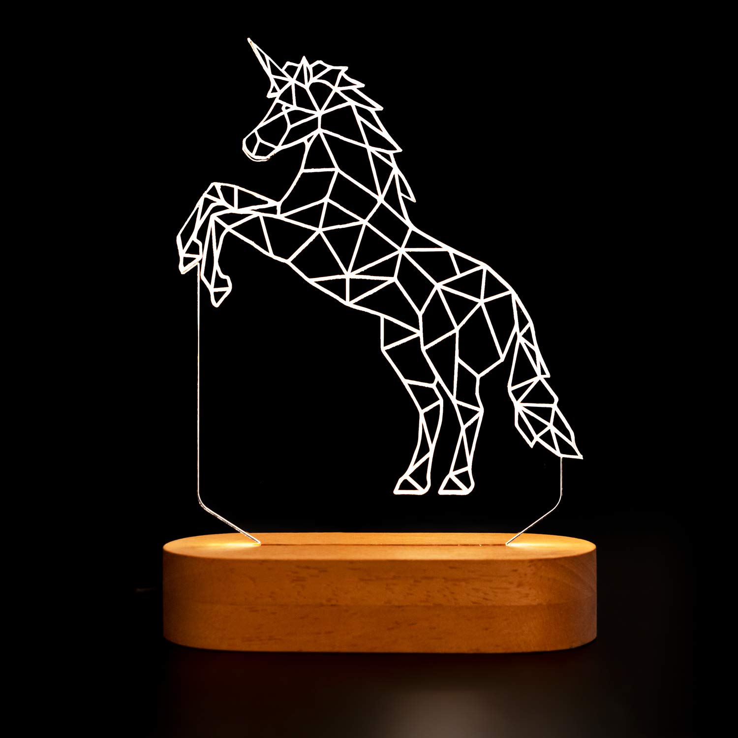 Sweet Unicorn 3 Boyutlu LED Masa Lambası - 60x140x30 mm - USB Bağlantılı Sarı Işık