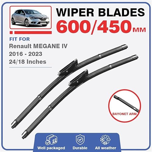 Miniatura 2 de Escobillas de limpiaparabrisas delanteras compatibles con Renault MEGANE 4 IV 2016-2023 Hatchback GT RS Grandcoupe Grandtour B9A BFB 24 + 18