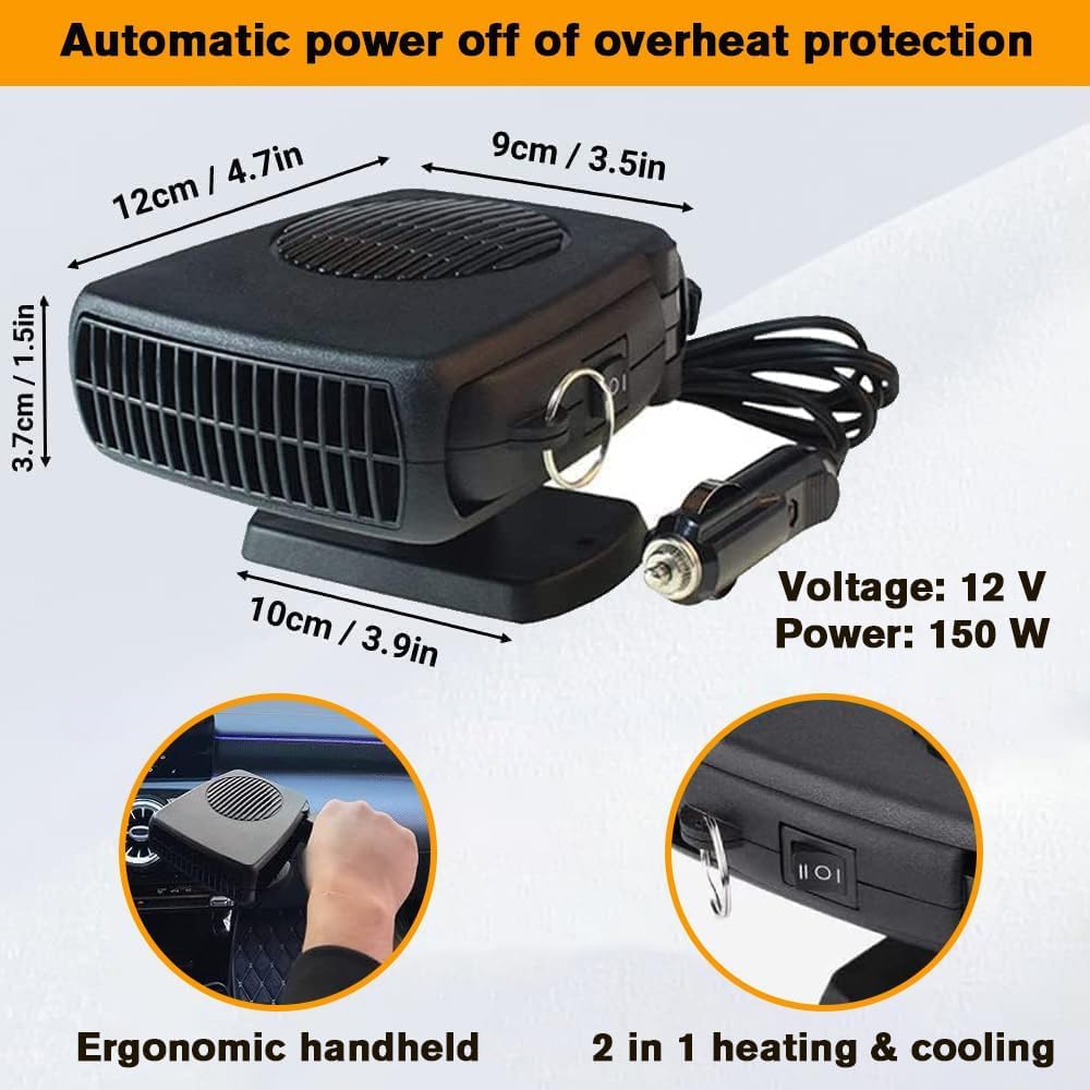 Leaflai Riscaldamento auto 12 V Invernale Auto Sbrinatore Riscaldamento Portatile Antiappannamento Auto 2 in 1 Riscaldamento/Raffreddamento Auto Sbrinatore Da Collegare all'Accendisigatore di Piccole
