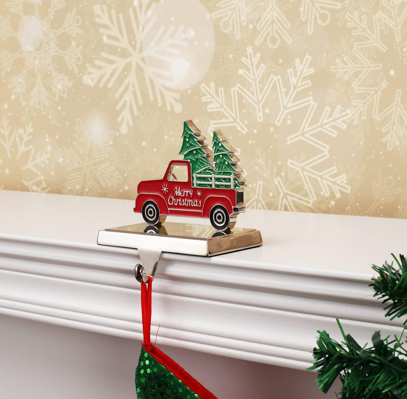 Truck Stocking Holders for Mantel - Christmas Stocking Holder for Fireplace Christmas Stocking Hangers for Mantel Stocking Hooks for Fireplace Stocking Holders for Christmas Garland Decoration