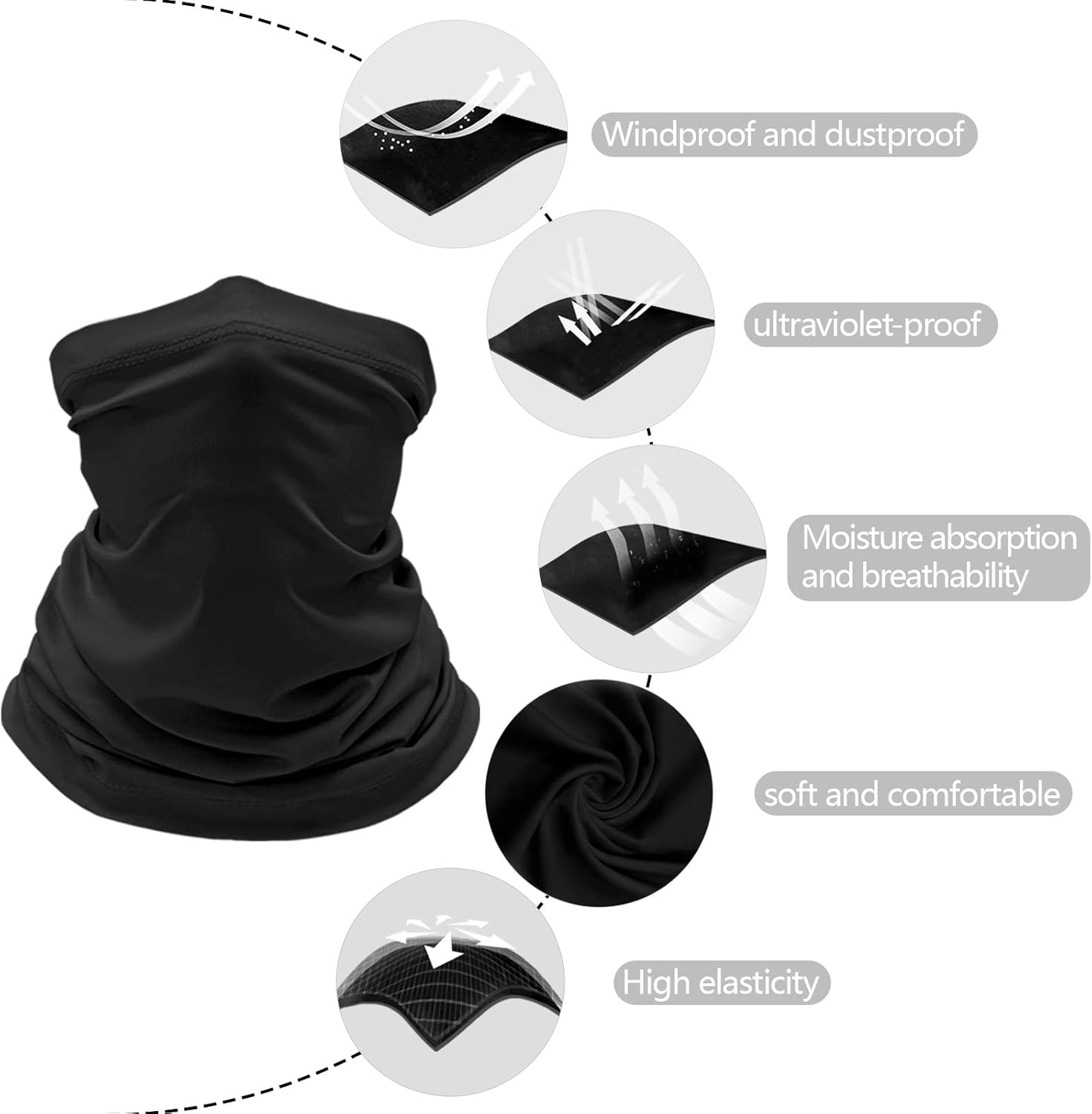 6 Pack Cooling Neck Gaiter Face Cover Mask Summer Breathable Dust UV Bandana Scarf for Men Women Fishing Running Cycling - Image 3