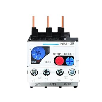 Thermal Overload Motor Relay 3 Phase AC 50Hz/60Hz FR NR2-25 IP20 Plug-in with Indicator Light for CJX2 Series Contactors2.5-4 Amp