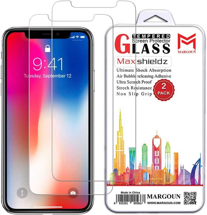 Margoun for iphone Xs Screen Protector (5.8 inch) Tempered Glass Max shieldz – 2pack