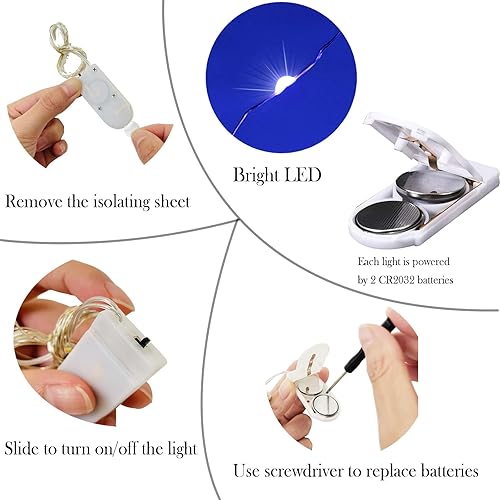 Miniatura 5 de SmilingTown Guirnalda de luces de hadas estrelladas, paquete de 24 unidades, 20 LEDhebra de 7.2 pies, luces de alambre de cobre de luciérnaga, luces