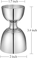 Vista 2 de Vaso de chupito Jigger de acero inoxidable Doble Cara Peg Measure (2.0 fl oz y 1.0 fl oz, Plata)