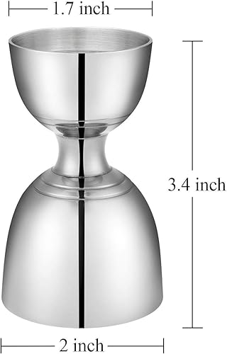 Miniatura 2 de Stainless Steel Jigger Shot Glass Double Sided Peg Measure (60Ml And 30Ml, Silver)