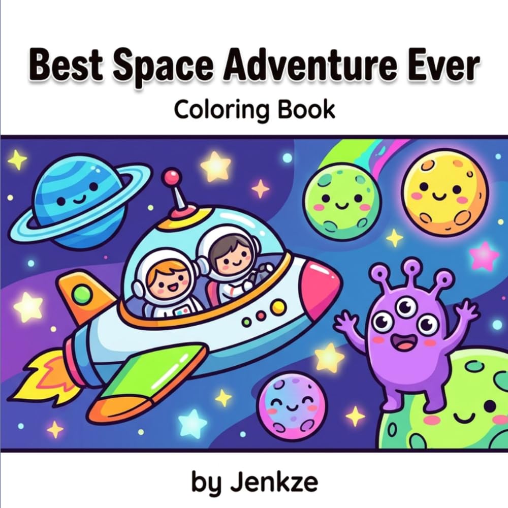 Best Space Adventure Ever: Space Adventure Coloring Book | 8.5x8.5 inches, 80 Pages | 40 Coloring Pages