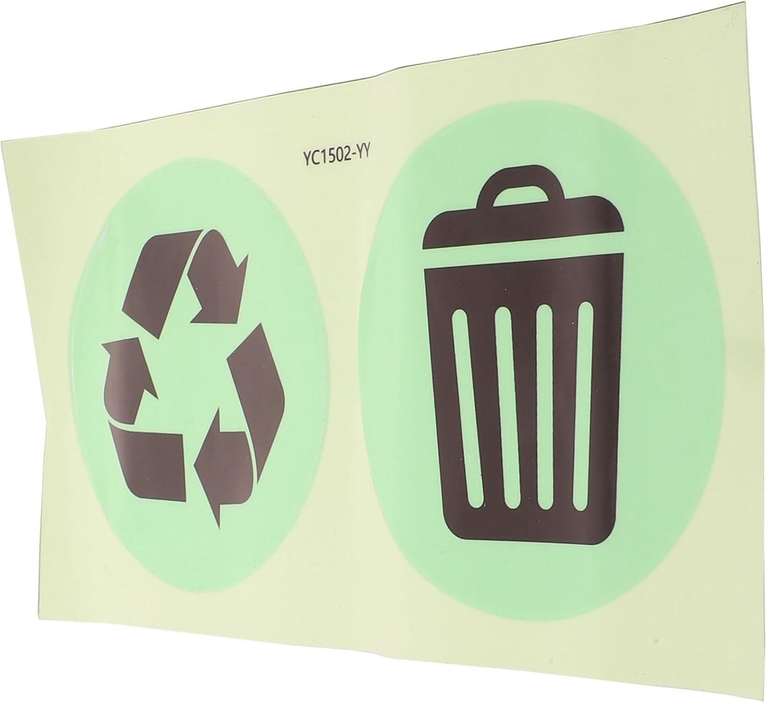 Glow in Dark Trash Recycle Sticker, 2 Pack PVC Bin Labels