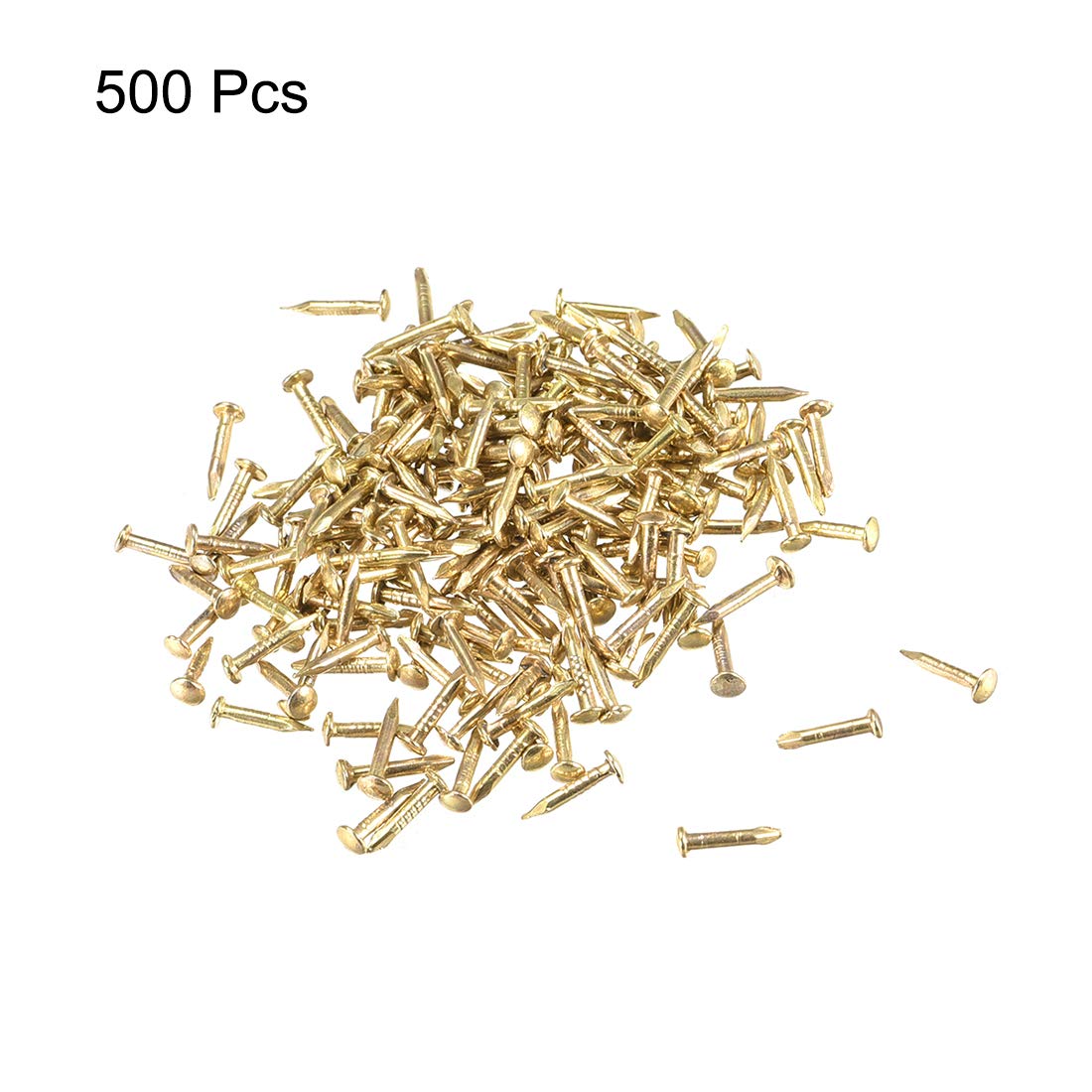 sourcing map 500 sztuk małych gwoździ z mosiądzu 1X8 mm (śr. x dł.) do drewna DIY dekoracyjne obrazy pudełka akcesoria gospodarstwa domowego odcień mosiądzu