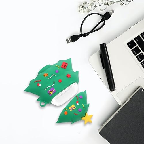 Miniatura 9 de Funda de silicona para auriculares, diseño de árbol de Navidad, cubierta protectora compatible con AirPods