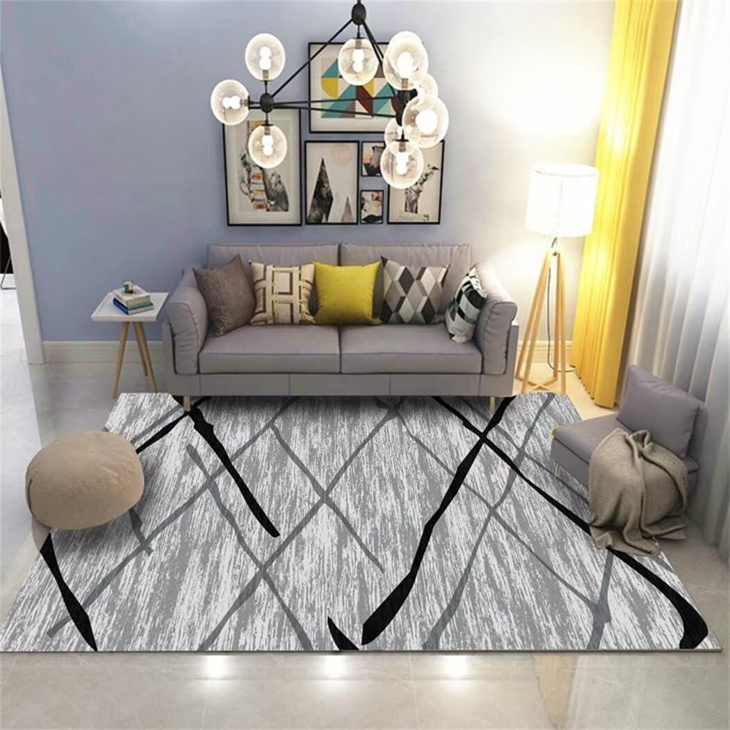 Tapis à poils courts gris pour créer un salon minimaliste chaleureux