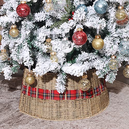 Blissun Rattan Christmas Tree Collar, Farmhouse Christmas Tree Ring, Natural Woven Rustic Christmas Tree Skirt For Artificial Christmas Trees Decoration #TOP2