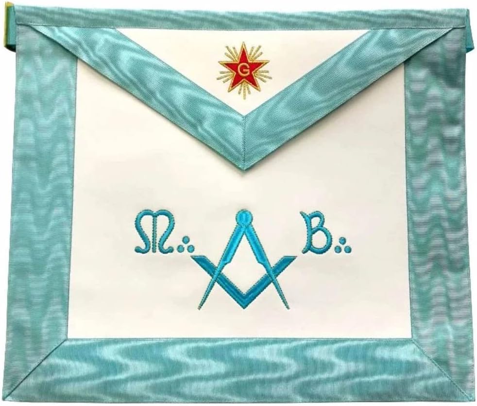 Master Mason Blue Lodge French Apron - Sky Blue Silk & Moire