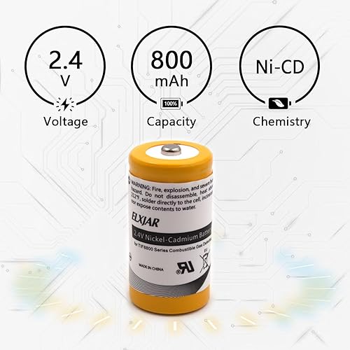 Miniatura 4 de Paquete de 4 baterías de medidor de gas de 2.4 V 800 mAh compatible con Saft 405421, 405421-100, 405421-000, NEA NP-5459, TIF Instruments 8800A,