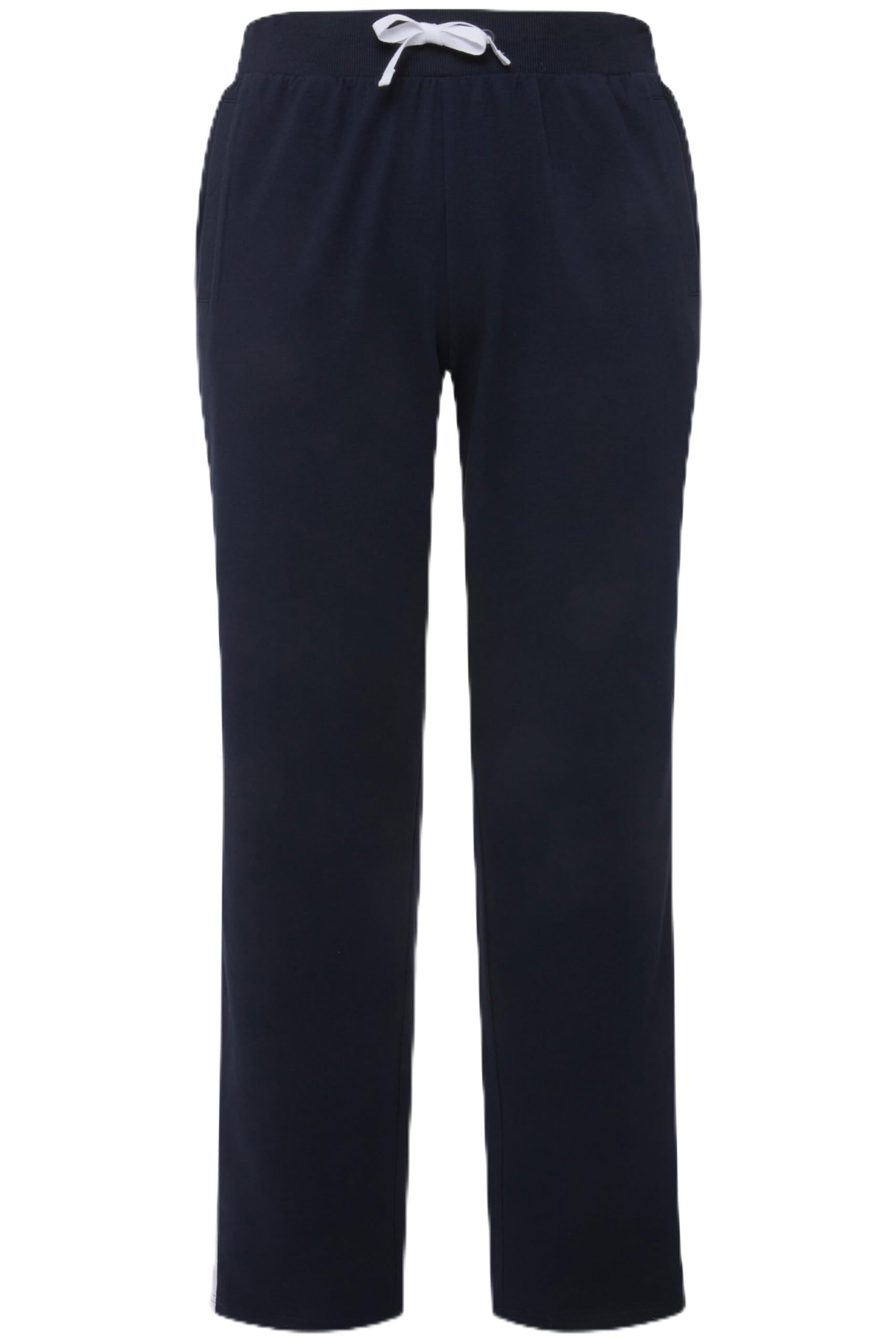 Ulla Popken CORAL MOTIF ELASTIC WAIST PALAZZO - Broek - navy blue/donkerblauw