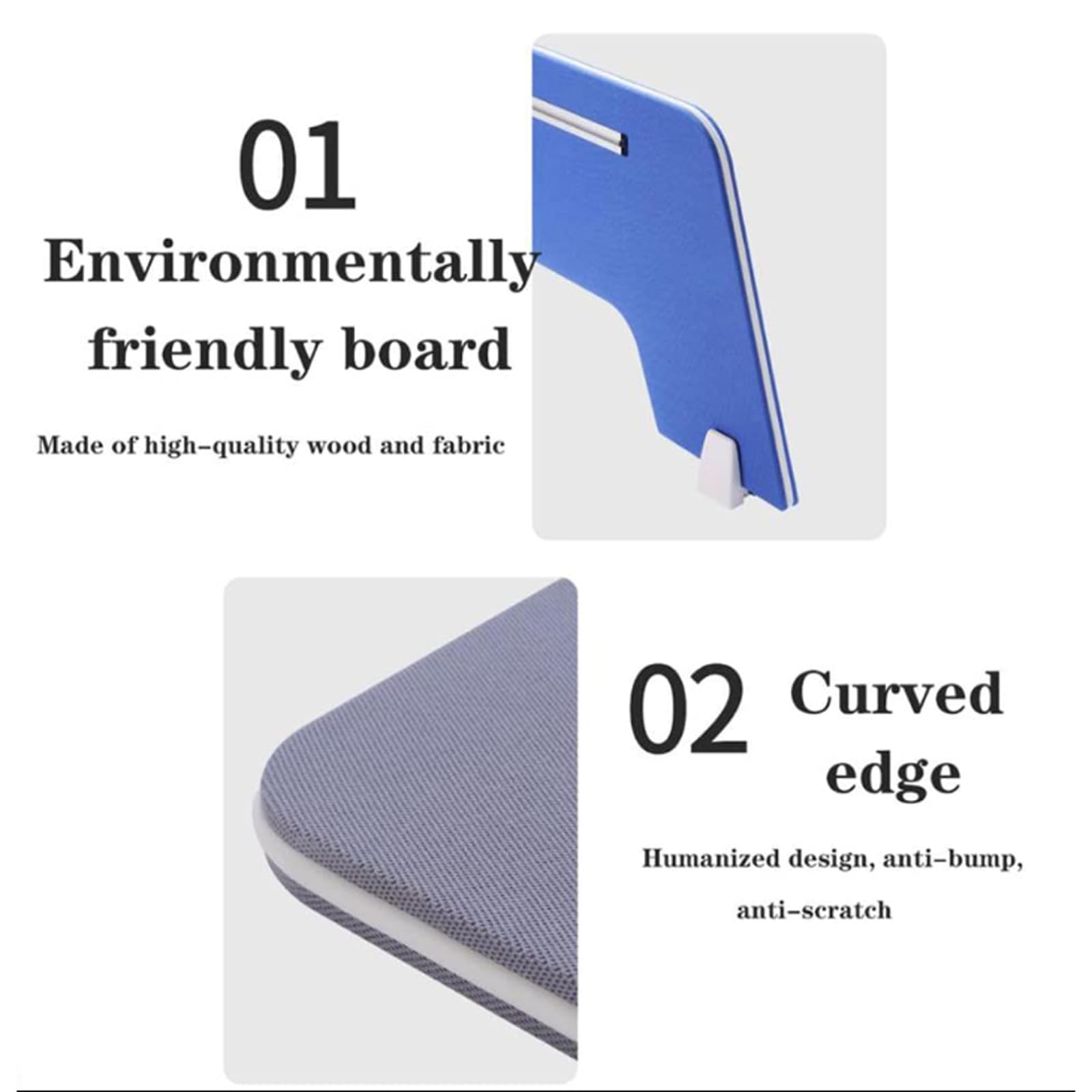 Separador de Escritorio de Madera con Panel de Cuero, mampara de privacidad para Oficina, Pantalla Independiente para Mesa de Trabajo, Barrera Protectora con Abrazaderas.