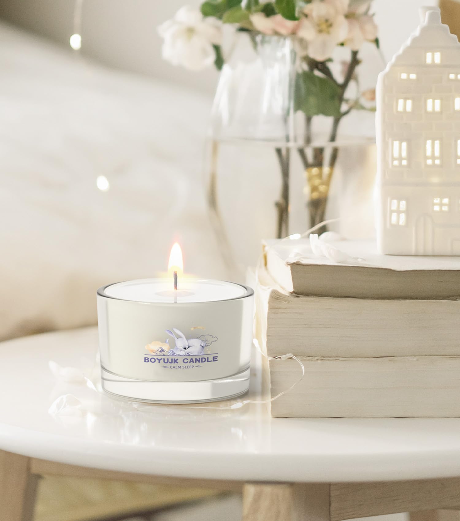 Sleep Candles Gifts for Women, White, 3 tum tall, rund - Image 4