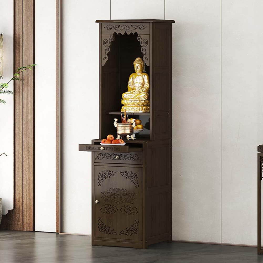 Personal Shrine Altar Table, Altar Table with Storage, Altar Cabinet, Meditation Prayer Table, Buddhist Altar, Meditation Chinese Buddha Niche Cabinet (40cm with partition)