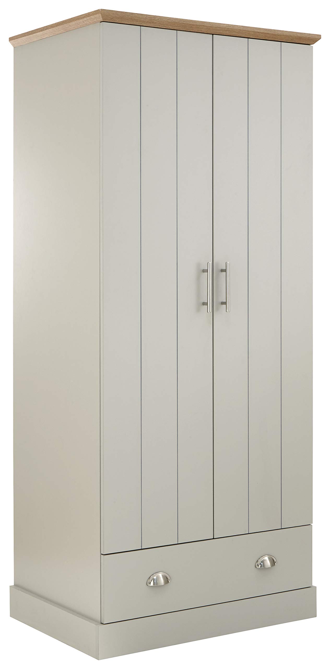 GFW Kendal Wardrobe with Drawer – Grey & Oak by The Furniture Warehouse