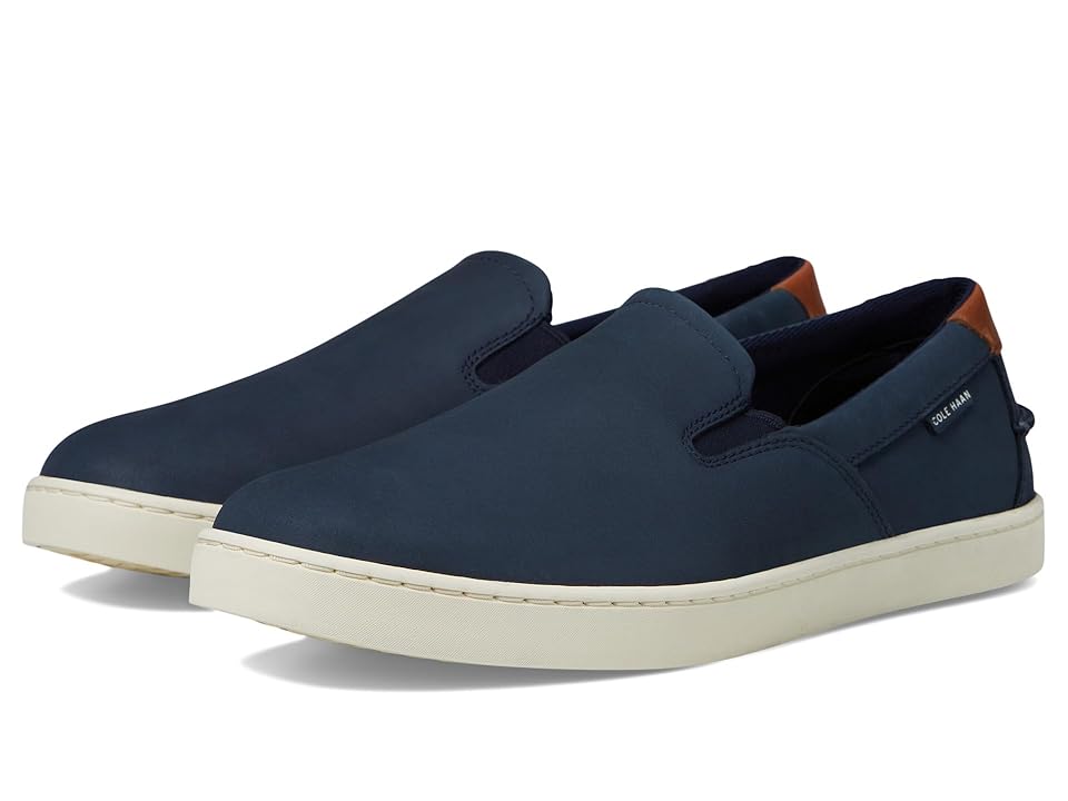 Cole Haan Nantucket Deck Slipon (Navy Blazer Nubuck/Ivory) Men's Shoes INTERNATIONAL SHIPPING