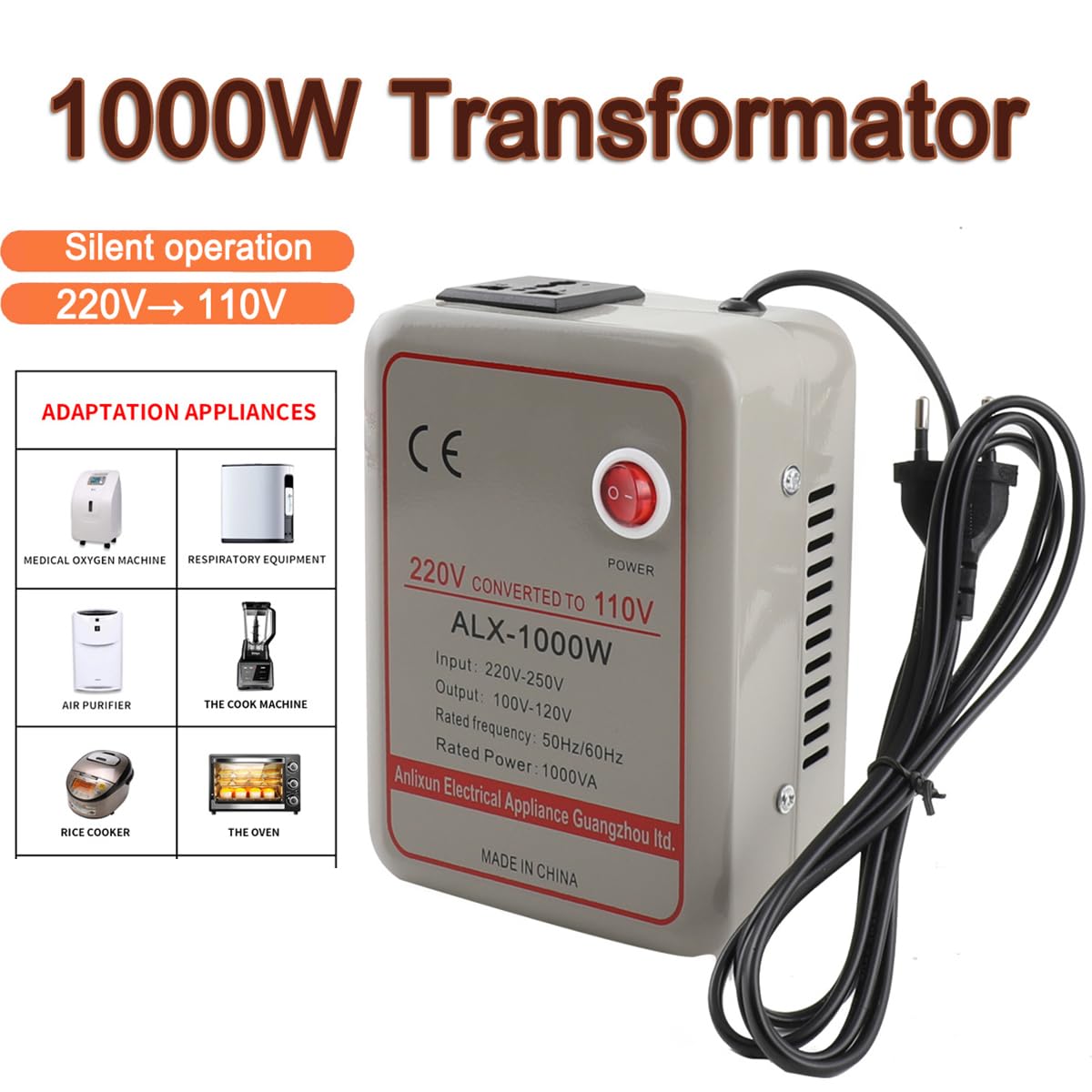 Trasformatore di tensione da 1000 W, 220 V a 110 V, convertitore trasformatore, convertitore 1000 VA step down