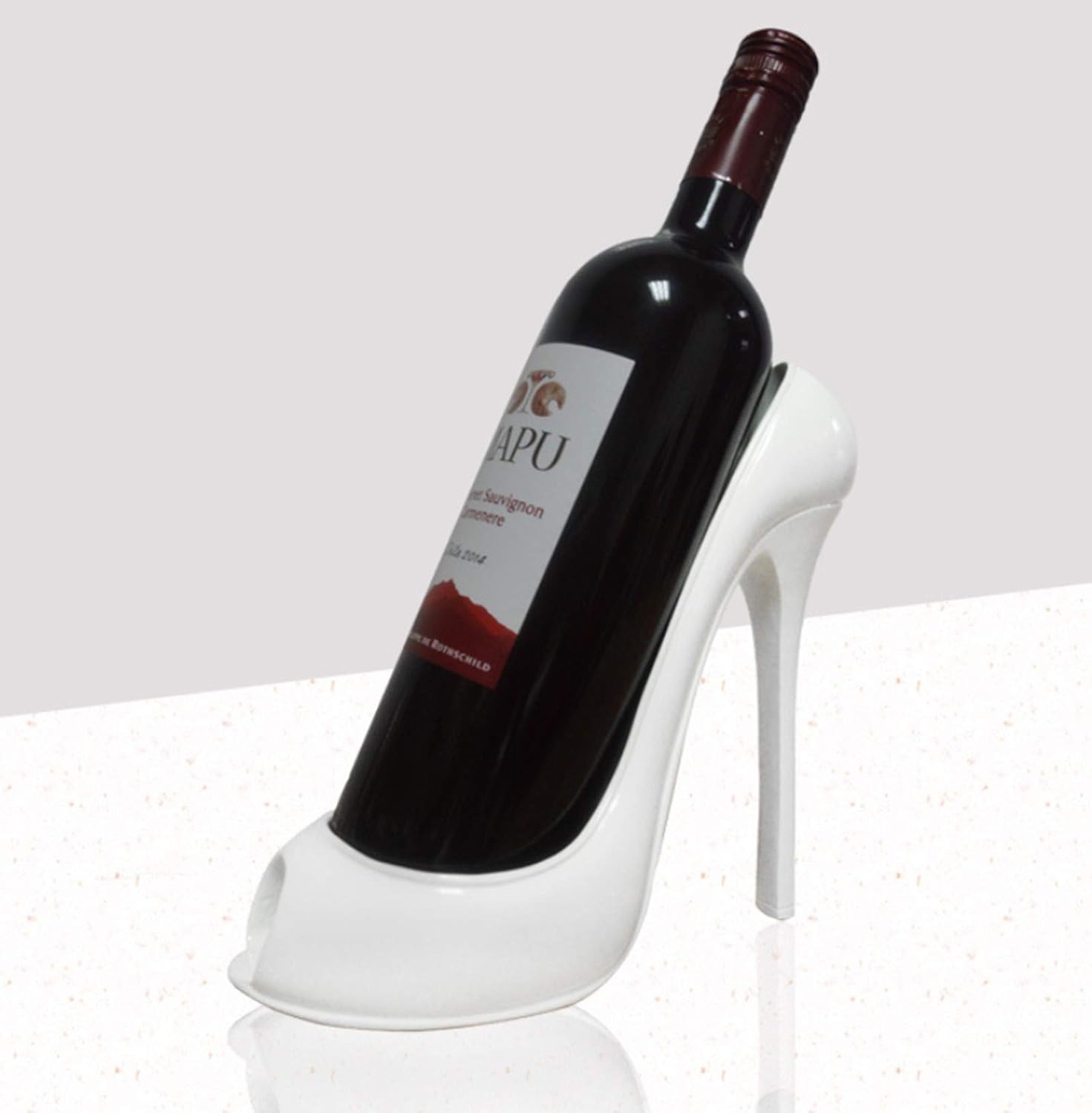 Fantes High Heel Wine Holder Bottle Rack Counter Top Storage Stand for Wedding Party Home Decor (Rose Gold High Heel)