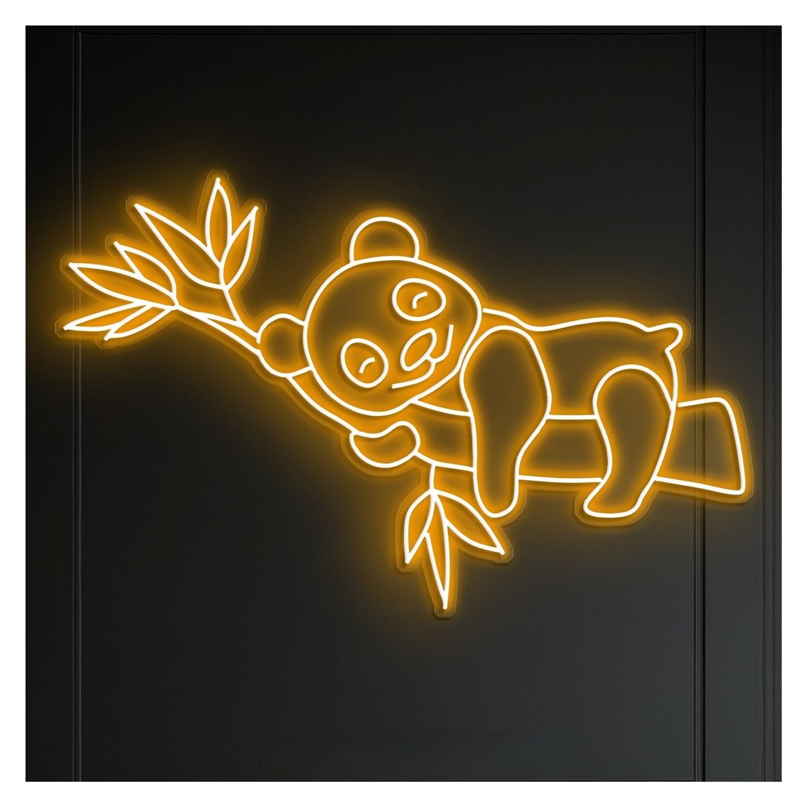 RONGCH Hanging Art Neon Signs Panda On Bamboo Branch Neon Sign, Suitable for Home Decor with Brightness Adjustable 58cm(D)