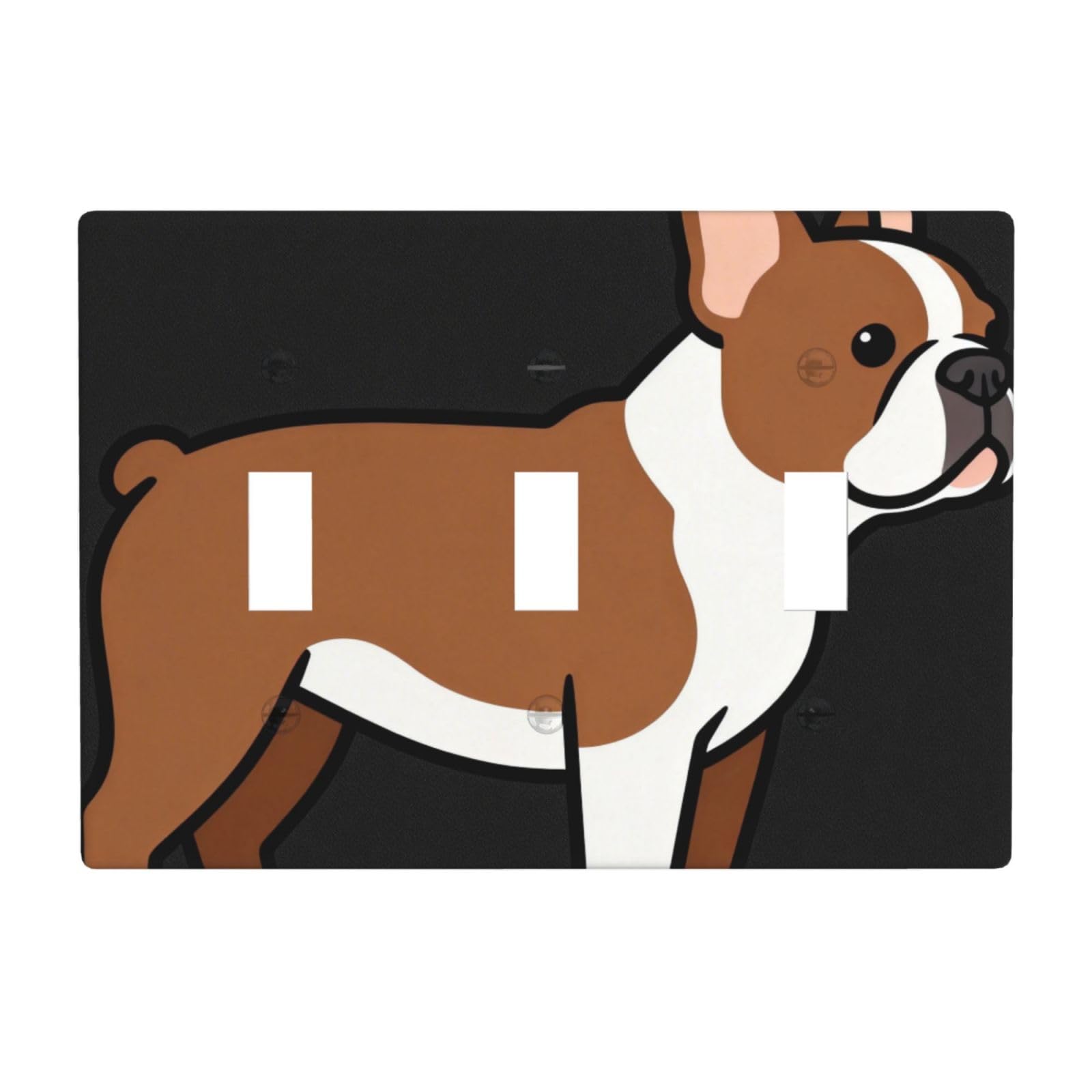 French Bulldog Side 3 Gang Switch Plate Cover-Unbreakable Polycarbonate Wall Plate, Heat Resistant Toggle Switch Decor for Home