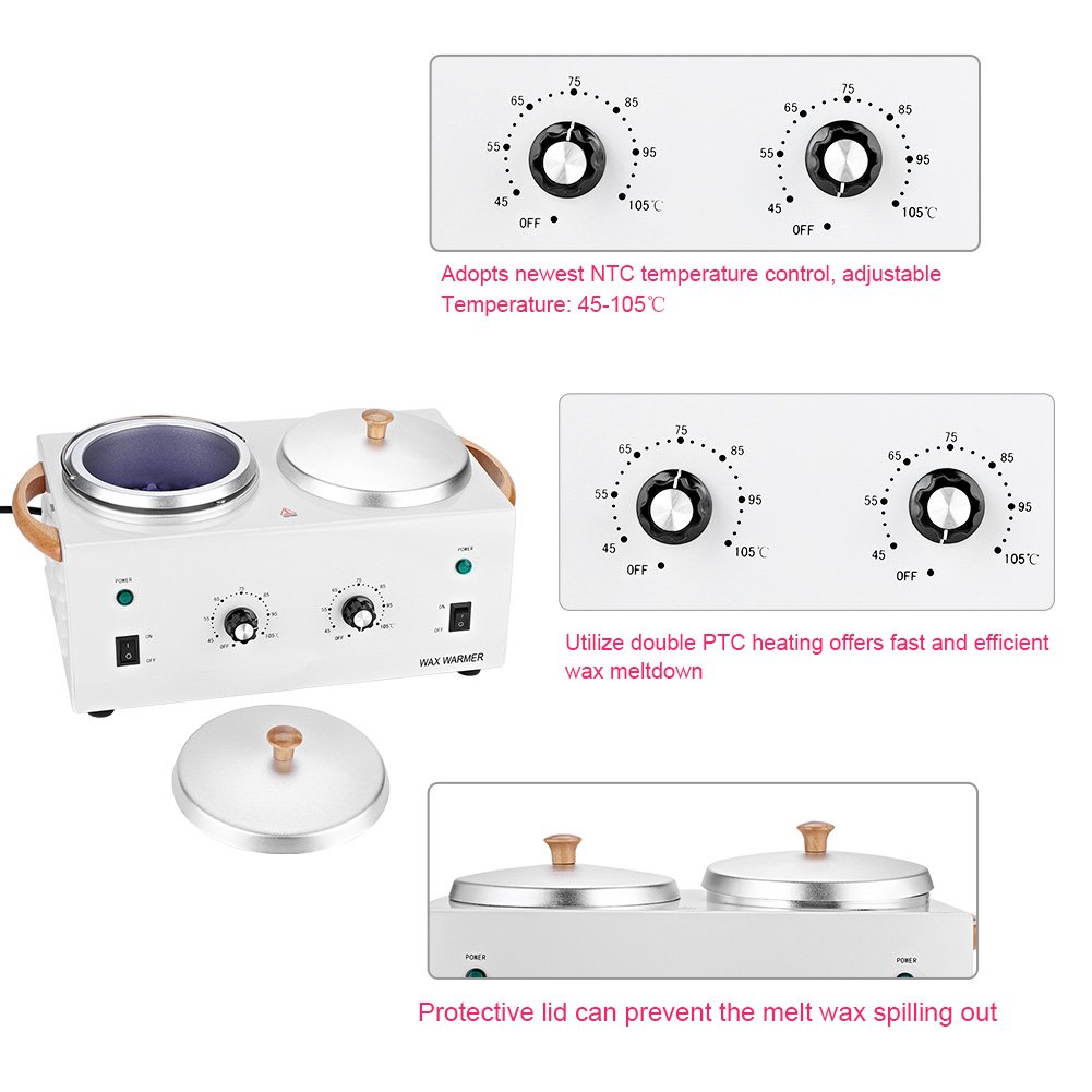 Calentador De Cera Depilatoria De 220v, Máquina De Calentador De Cera Eléctrica De Salón Spa, Calentador De Cera, Doble Tarro De Calentador De Cera Caliente De Parafina, Para Depilación Profesional