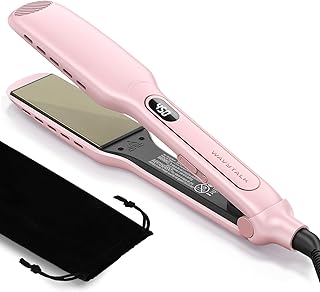 Wavytalk Wet to Straight Hair Straightener, 1.75 Inch Wide Vent Sesh Flat Iron for Damp or Dry Hair, Straightener with Dual Voltage Leave Silky Smooth Look, 20% Faster Styling, Pink