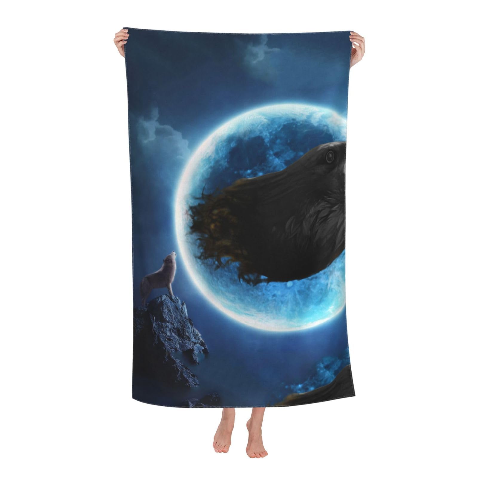LSRCPD Beach Towel Wolf and Crow Microfiber Beach Towels Blanket Oversized Tropical Big Extra Large XL Pool Towels Quick Dry Sandproof for Women Girls Kids