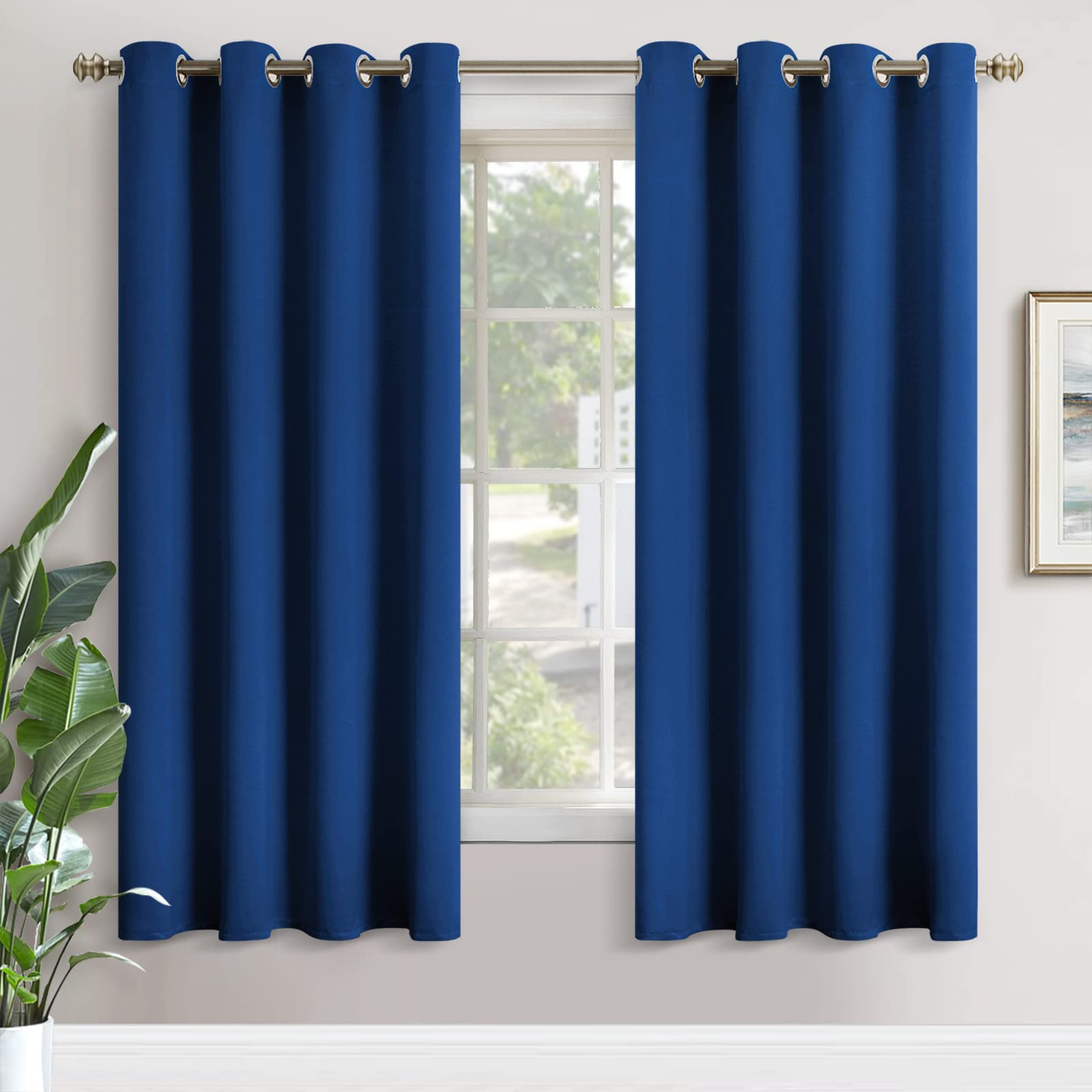 YoungsTex Blackout Curtains for Bedroom - Thermal Insulated with Grommet Top Room Darkening Noise Reducing Curtains for Living Room, 2 Panels, 52 x 72 Inch, Royal Blue